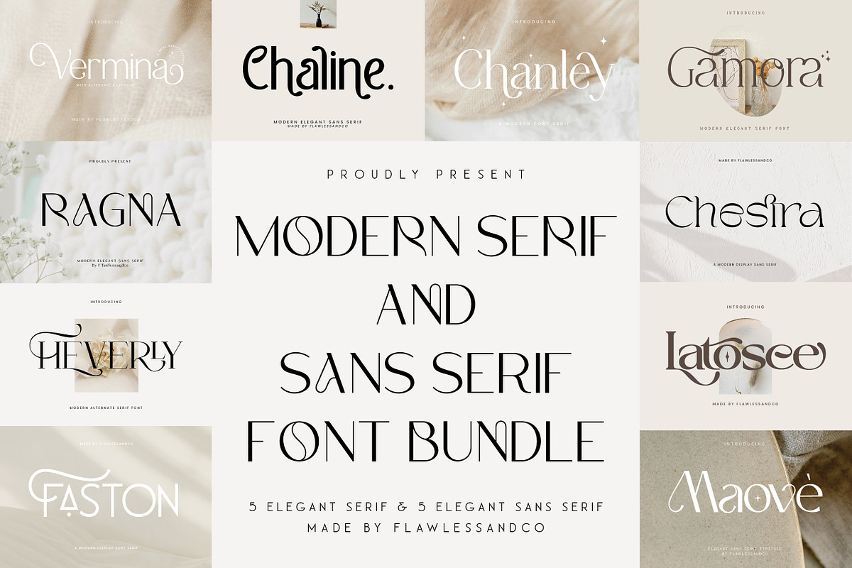 Modern Serif & Sans Serif Bundle, a Serif Font by Flawless And Co (Photo 1 of 12)