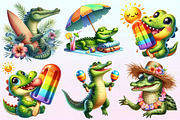 Summer Crocodile Character Clipart, a Graphic by CitraGraphics (Thumbnail 2 of 4)