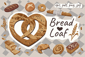 Bread Loaf Love Graphic Set, a Graphic by svetlana.belaia
