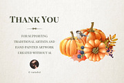 Autumn Pumpkins Watercolor Clipart, a Seasonal Illustration by AnitaPol (Thumbnail 12 of 12)