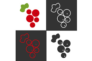 Red currant line icons displayed in, a Food Illustration by okskukuruza