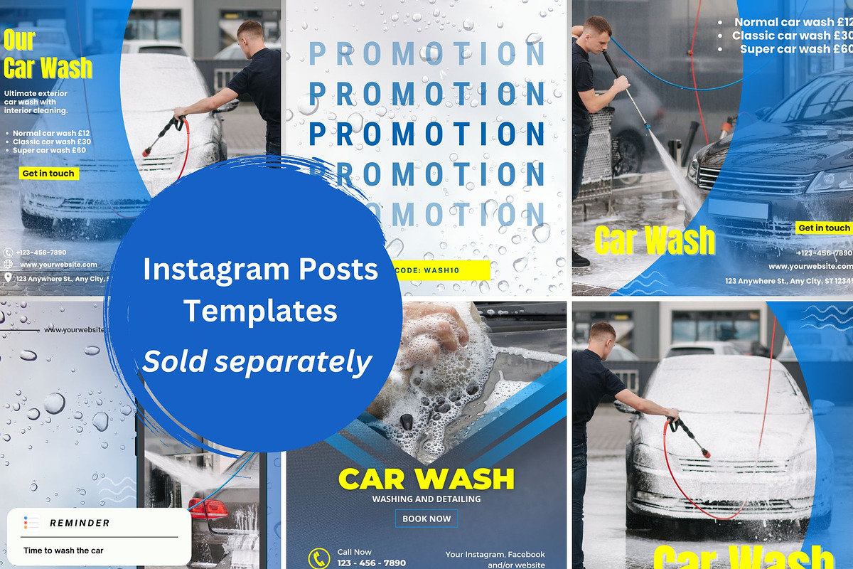 40 CAR WASH stories canva templates, a Social Media Template by Talipic Designs (Photo 7 of 8)