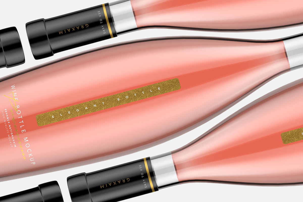 Rosé Wine Bottle Mockup, a Packaging Mockup by Graxaim Mock-up (Photo 3 of 6)