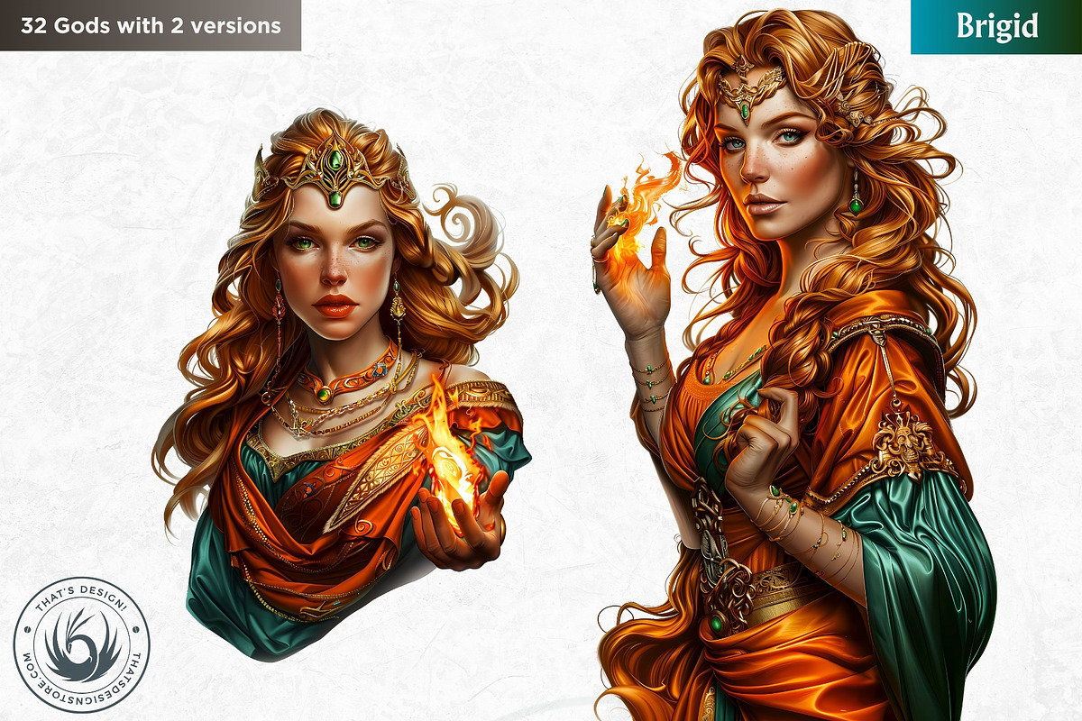 Celtic God Goddess clipart set, a Person Illustration by ThatsDesignArt (Photo 5 of 12)