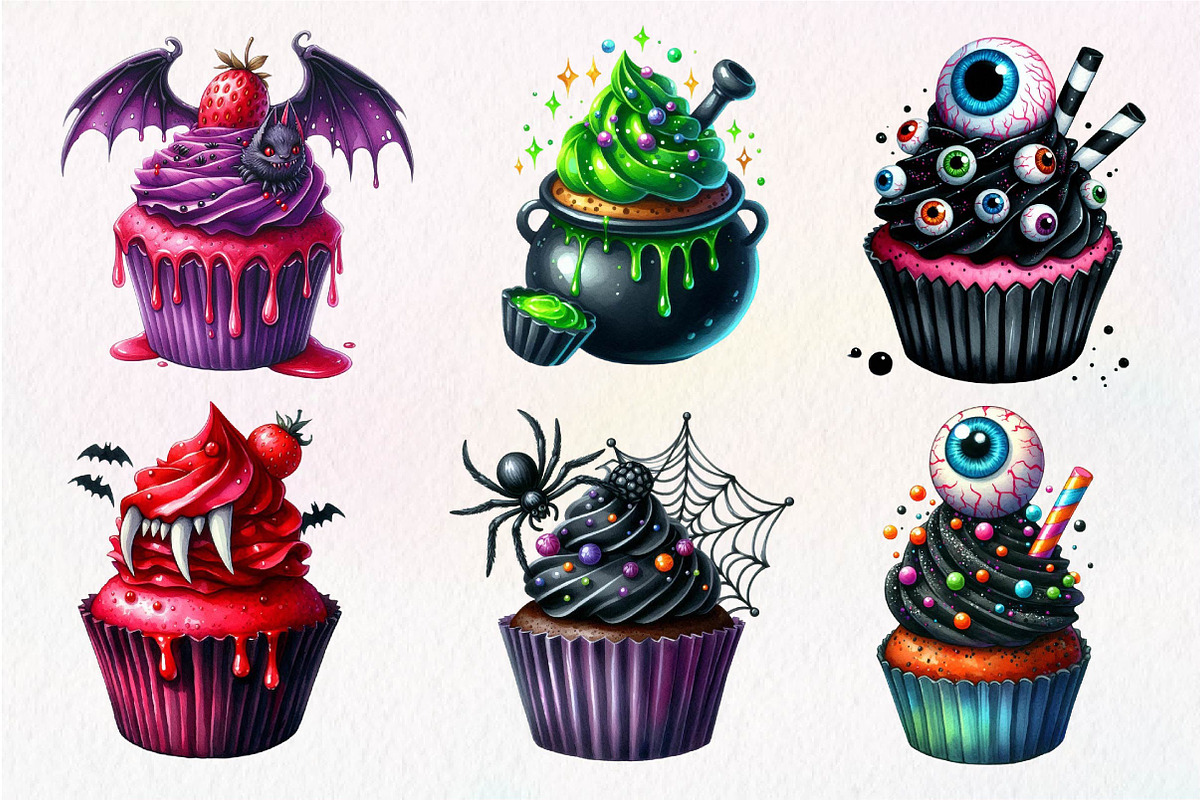 Halloween Scary Cupcake Clipart, an Illustration by Dream Creation (Photo 7 of 7)