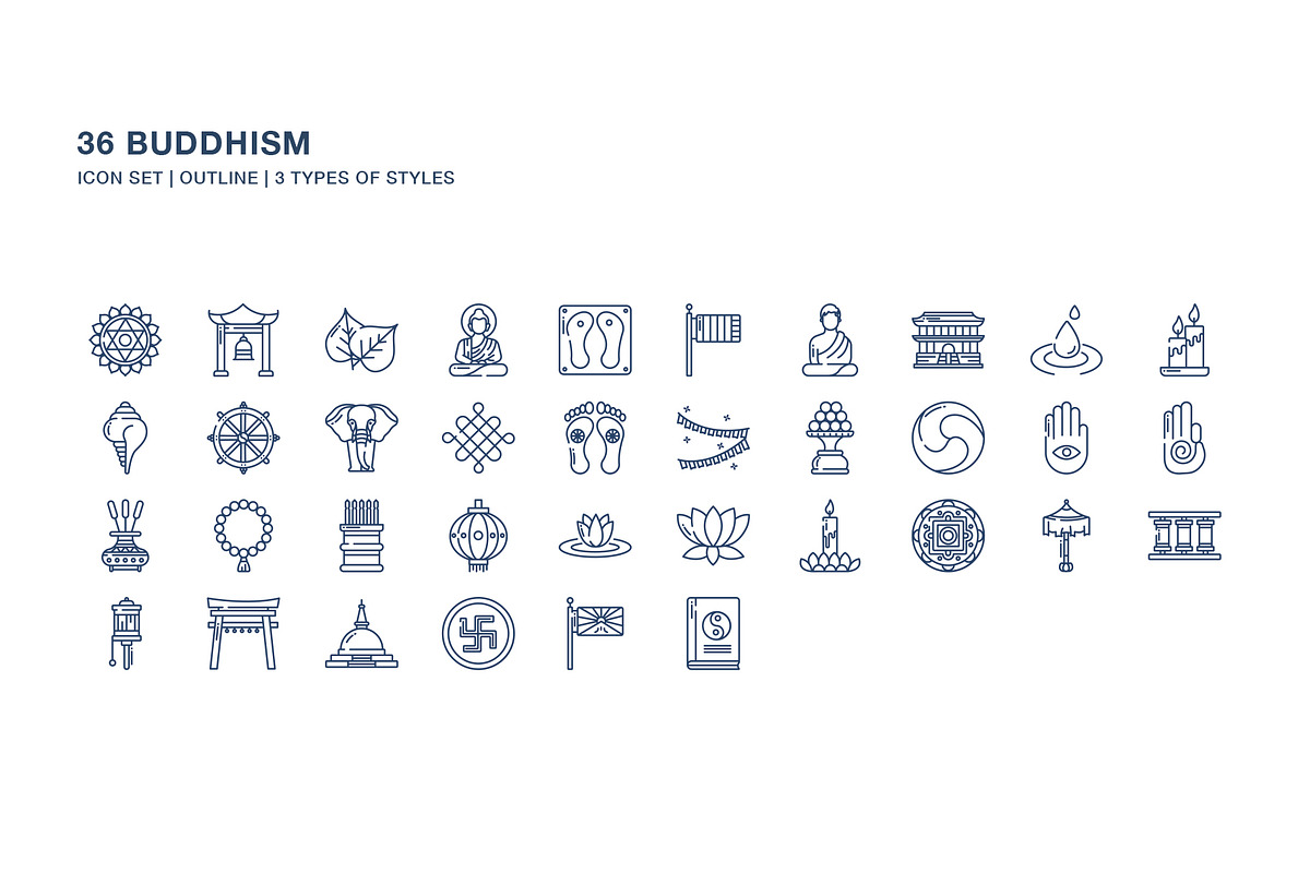 Buddhism religion icon set, an Icon by Icongeek26 (Photo 4 of 4)