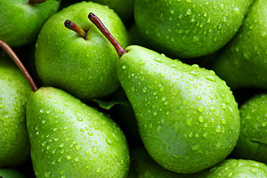 Fresh green pears with water droplet, a Food & Drink Photo by MistyDay