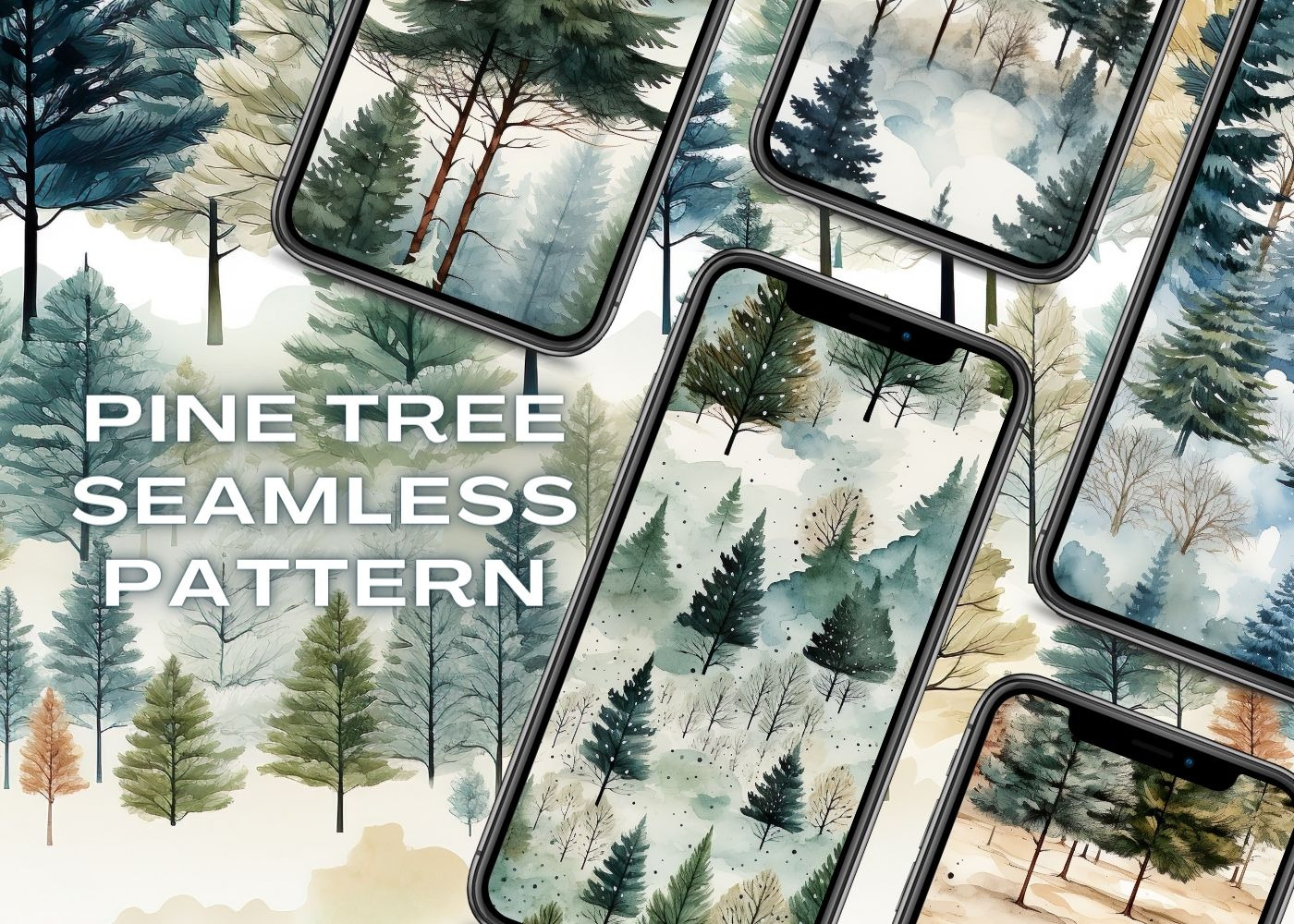 PINE TREE FOREST Seamless Pattern