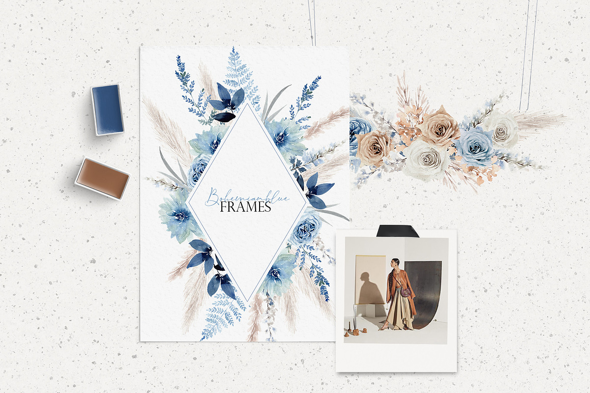 Watercolor Flower - Boho Bluerose, an Illustration by Beigetime (Photo 8 of 13)