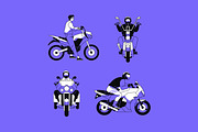 Bikers on motorcycles set, pattern, a Transportation Illustration by PaperTrident (Thumbnail 4 of 8)