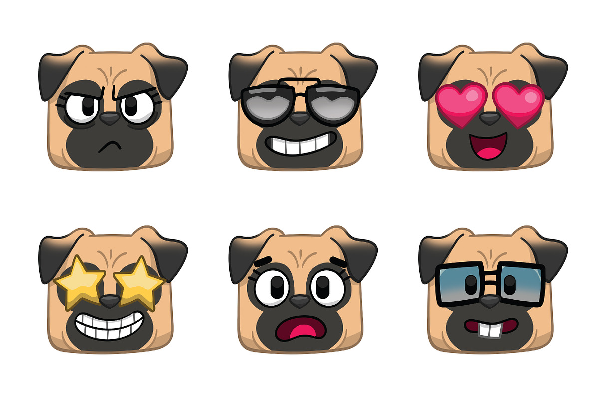 Pug Emoji Set, an Animal Illustration by Cartoon Shop (Photo 8 of 10)