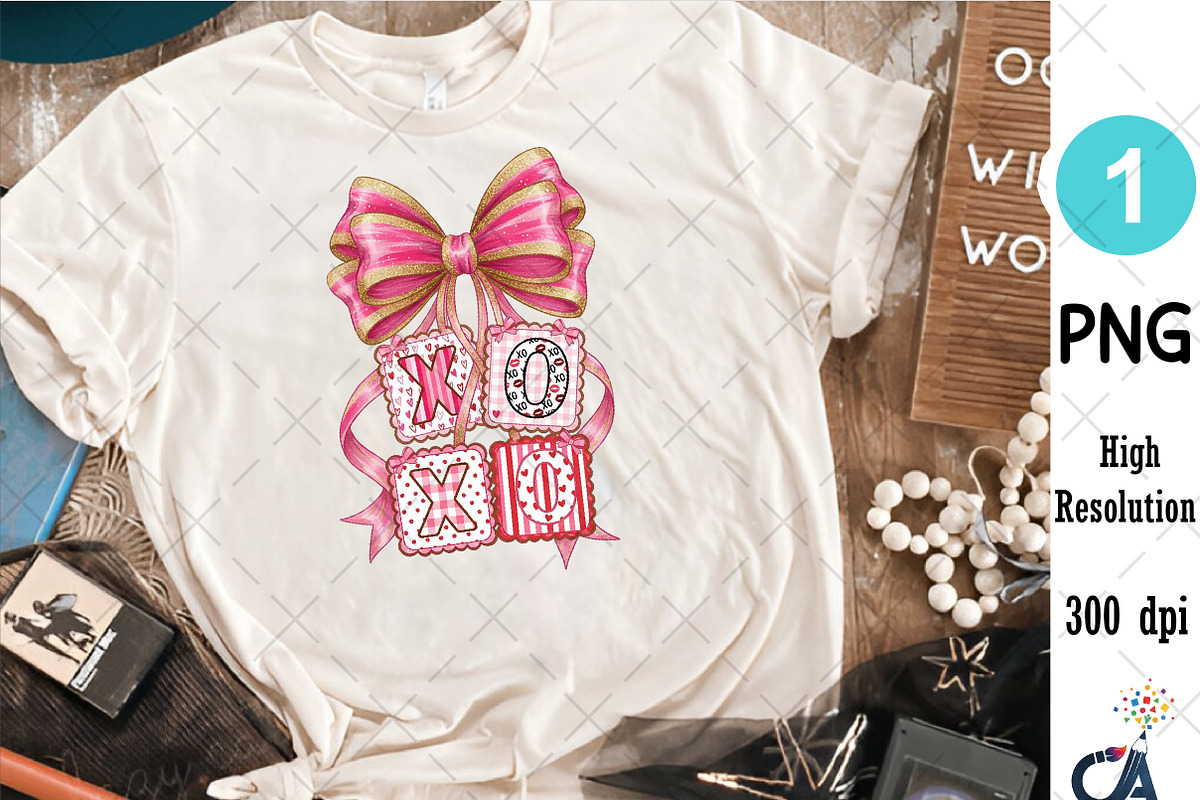 XOXO Valentine Pink Bow PNG, an Illustration by Creative Art (Photo 2 of 6)