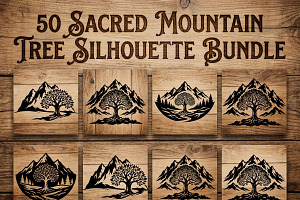 50 Sacred Mountain Tree Silhouette, an Empty State Illustration by Amazin_art