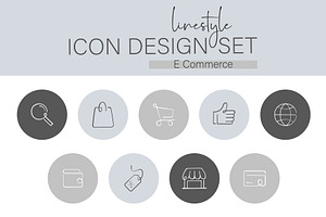 Linestyle Icon Design Set E Commerce