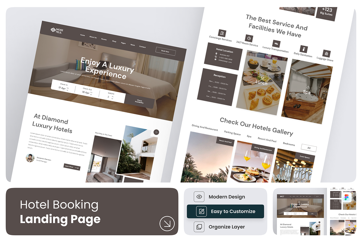 Hotel Booking Landing Page, a Landing Page Template by Annora Studio (Photo 1 of 3)