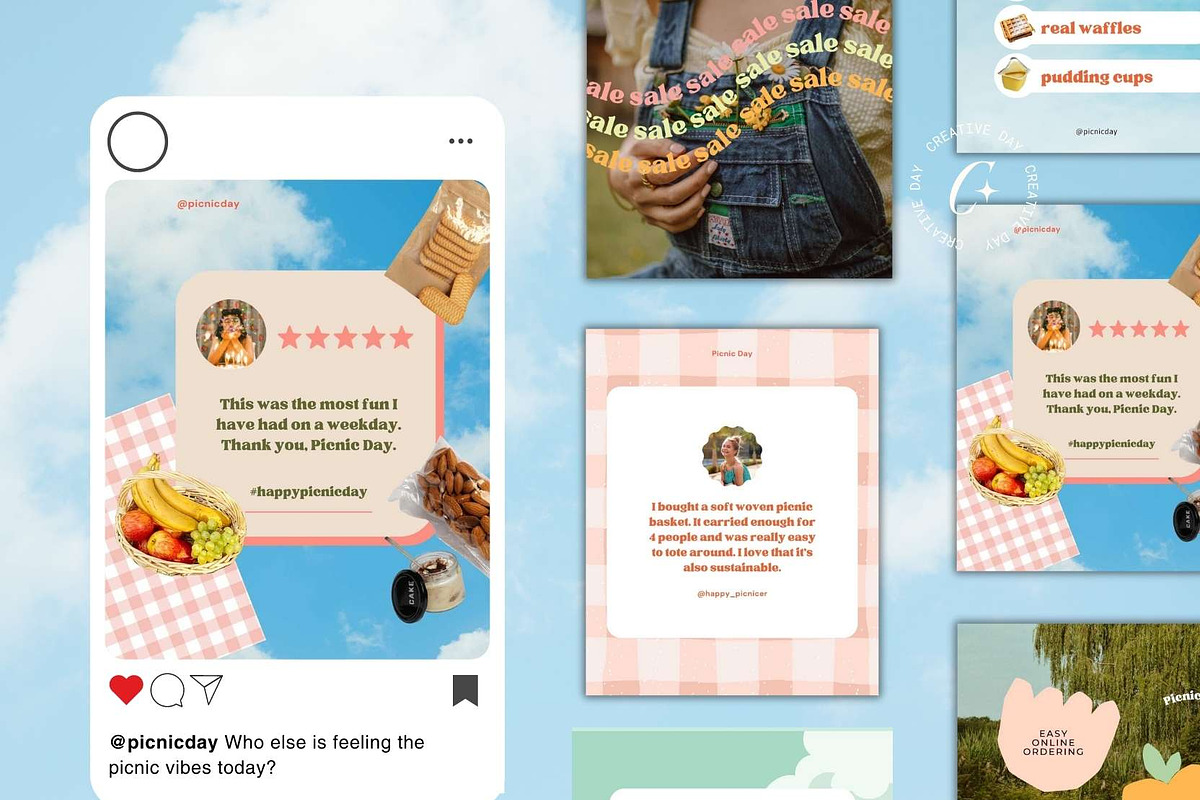 Picnic Day Canva Instagram Posts, a Social Media Template by Creative Day (Photo 2 of 8)