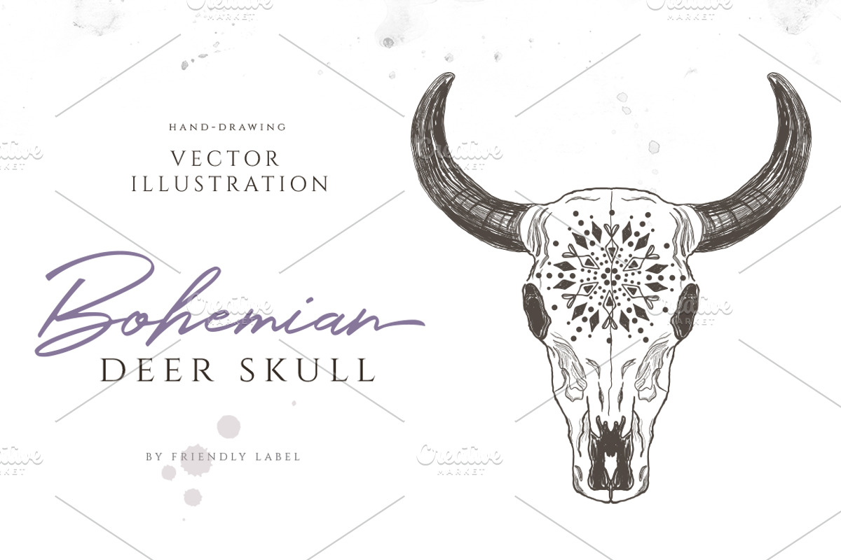 Bohemian Deer Skull, an Illustration by Friendly Label (Photo 1 of 2)