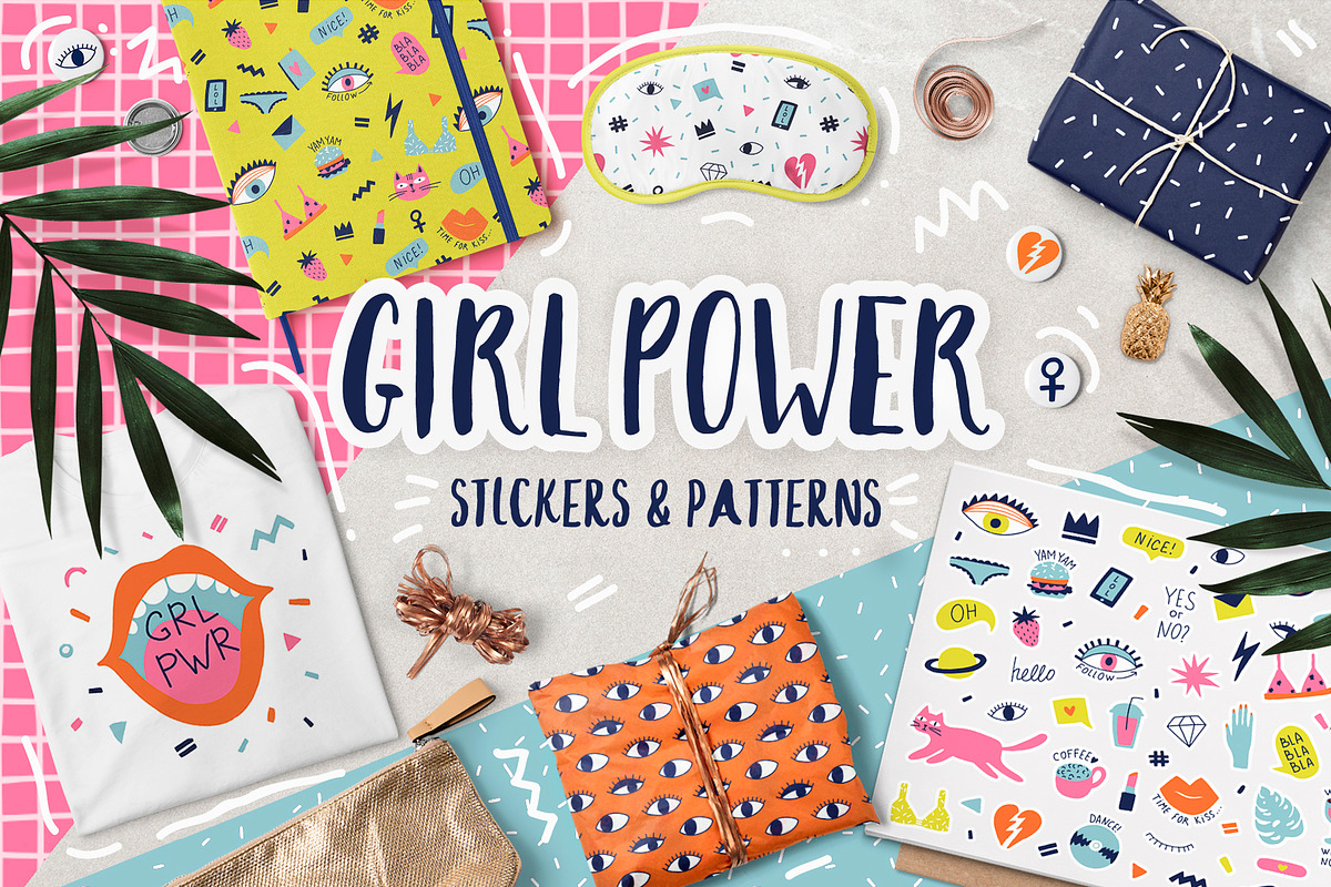 Girl Power stickers & patterns, an Object Graphic by Bosotochka♥Art (Photo 1 of 8)