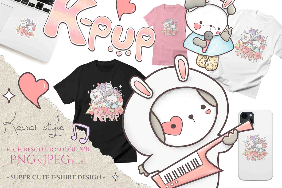 Kawaii Cute Dog Music Clip Art, an Illustration by Jen Digital Art (Photo 3 of 4)
