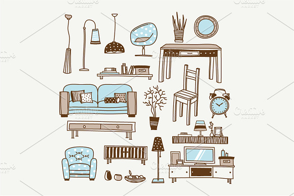Vector Doodle Living Room