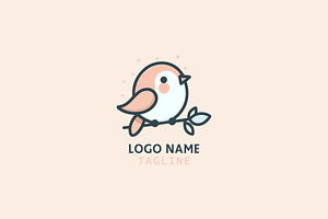 Adorable Bird Logo -Cute and Minimal, a Branding & Logo Template by MkStudio