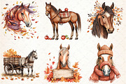 Autumn Brown Horse Clipart, an Illustration by Libby Wishes (Thumbnail 3 of 7)