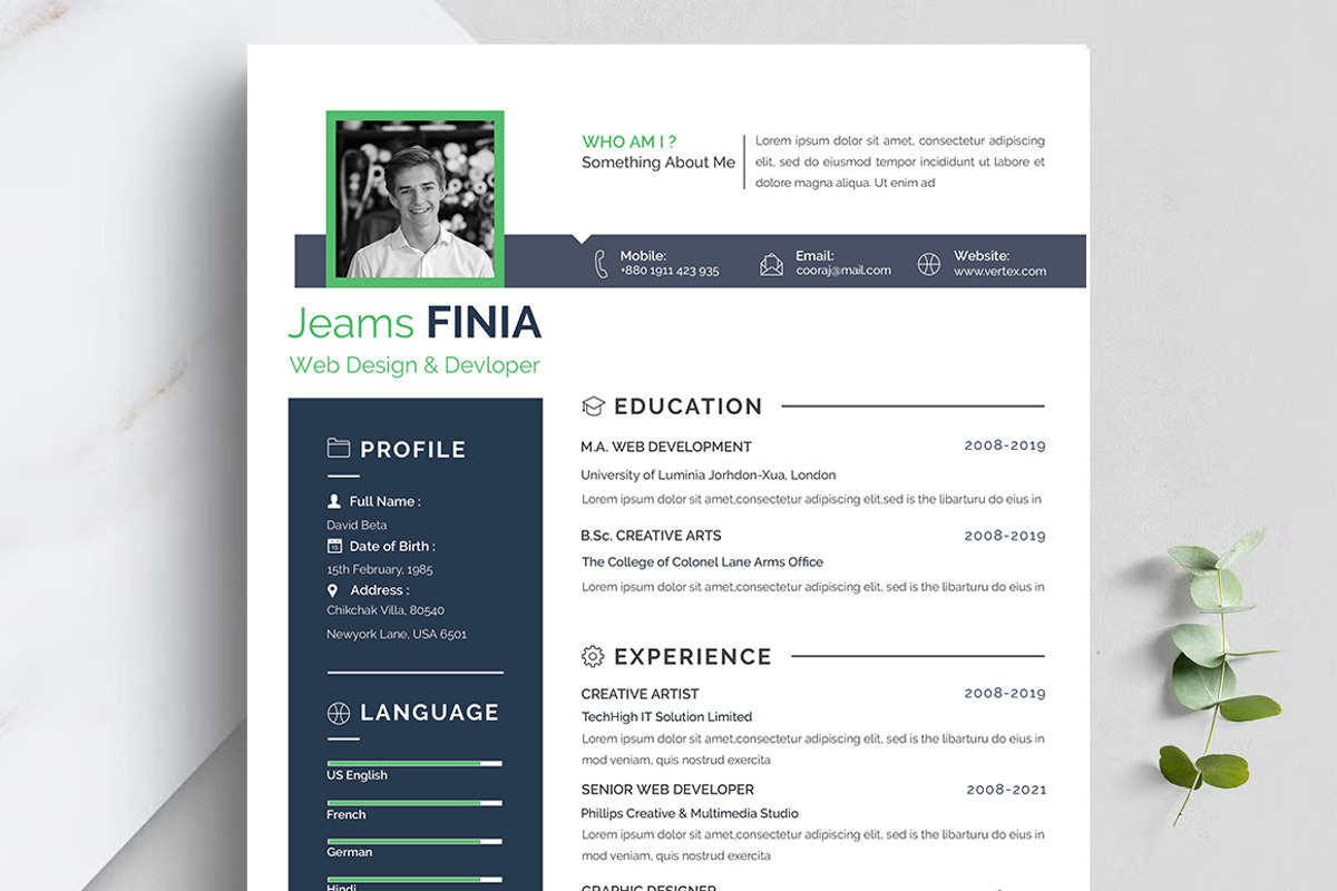 Professional Resume CV Template, a Resume Template by Blackcloud_Creations (Photo 3 of 8)