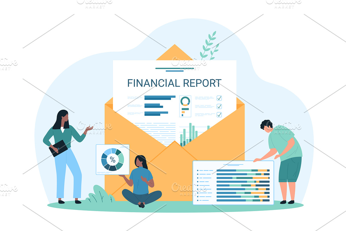 Financial analytics accounting app, a Finance Illustration by Flashvector