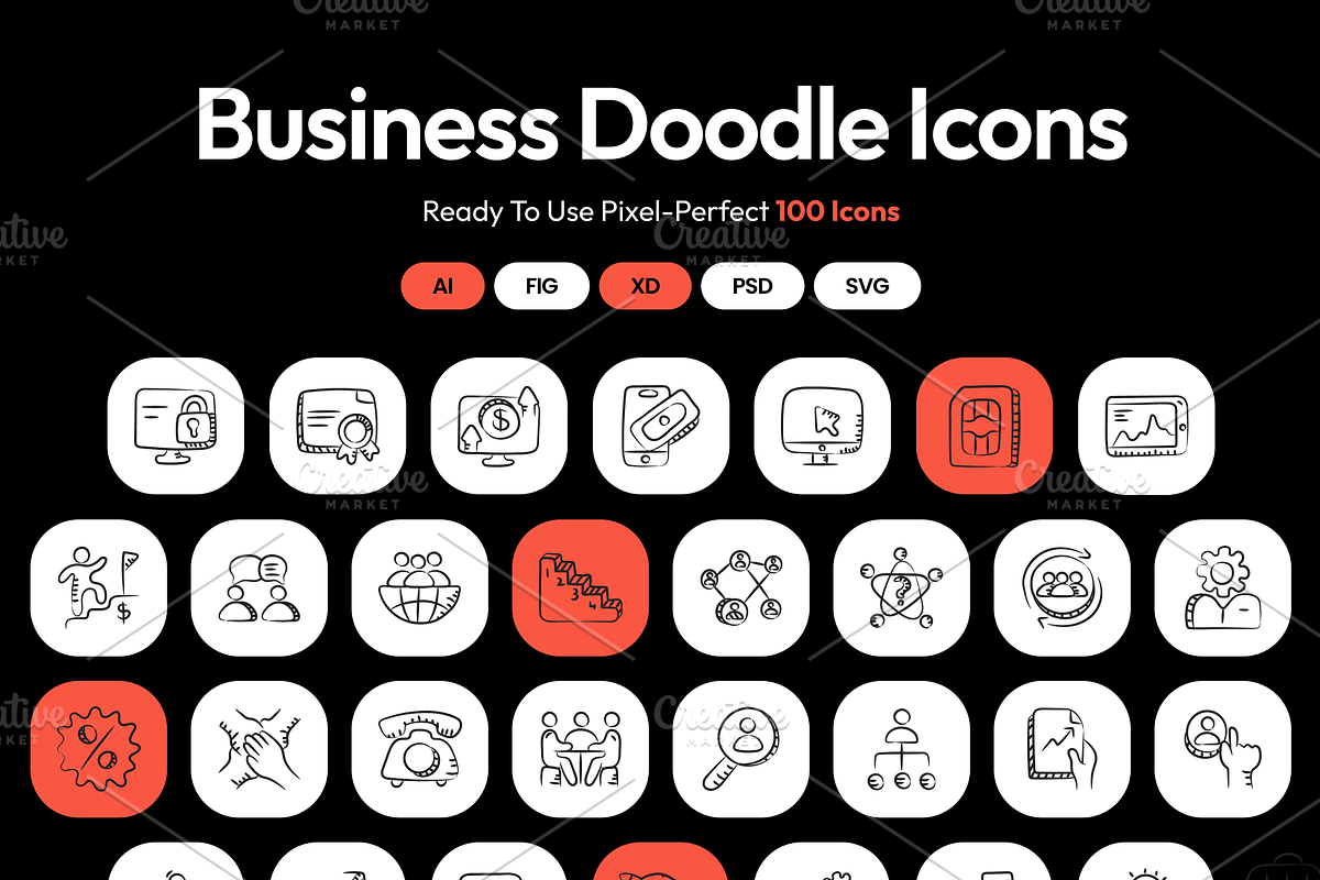 Business Doodle Icons, an Icon by Brickclay (Photo 1 of 5)