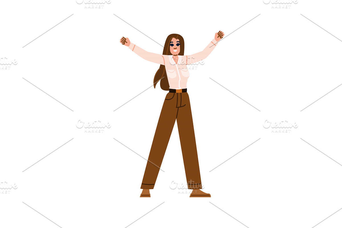 Happy businesswoman raising arms, a Person Illustration by pikepicture