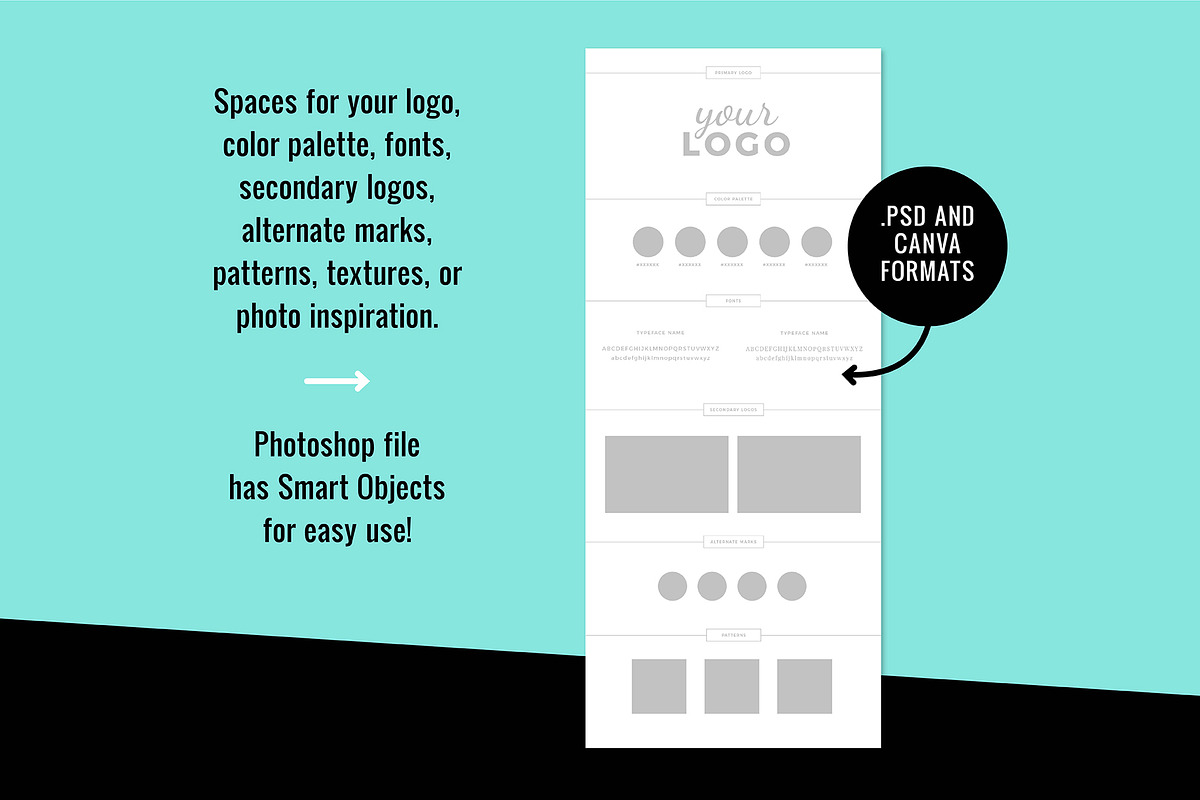 Brand Board Template PSD + Canva, a Presentation Template by Ciera Design Templates (Photo 2 of 8)