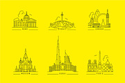 Famous landmarks. Line style icons, an Illustration by popcic (Thumbnail 2 of 5)