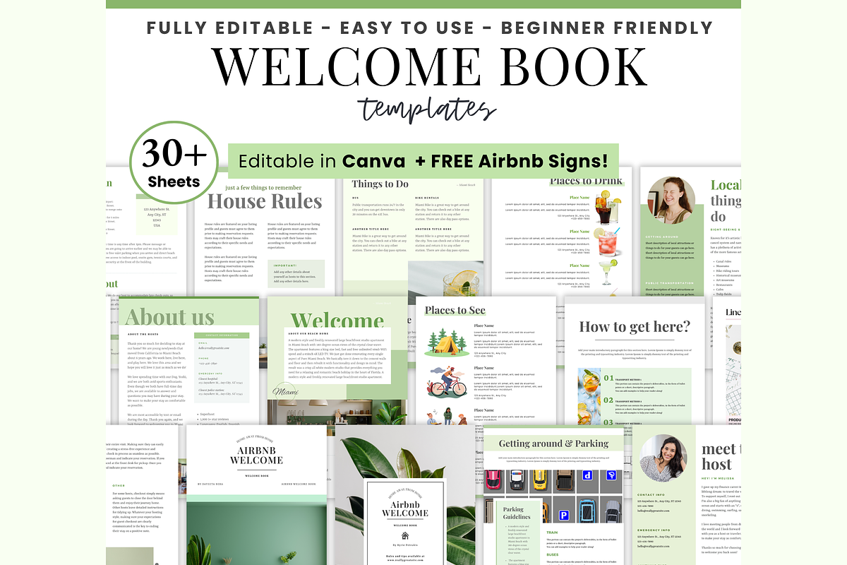 Airbnb Welcome book template, Airbnb, a Print Template by PlannersByBee