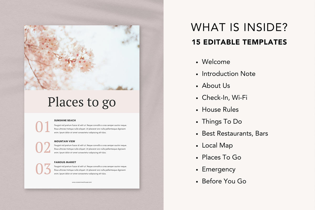Airbnb Welcome Book Template Canva, a Brochure Template by DeeBeeDesign (Photo 2 of 10)