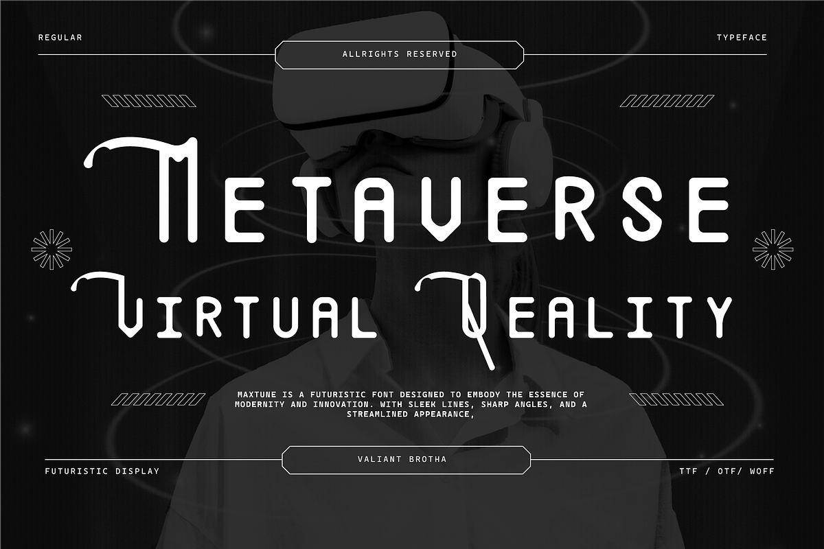 VB Maxtune - Futuristic Display Font, a Sans Serif Font by VALIANTBROTHA (Photo 6 of 11)