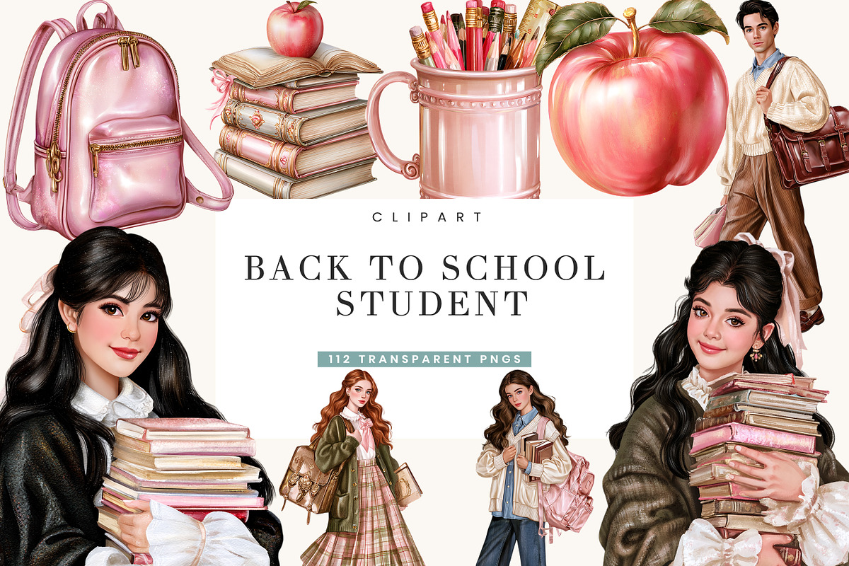 Back to School Student Clipart, a Person Illustration by BusyDaydesign (Photo 1 of 9)