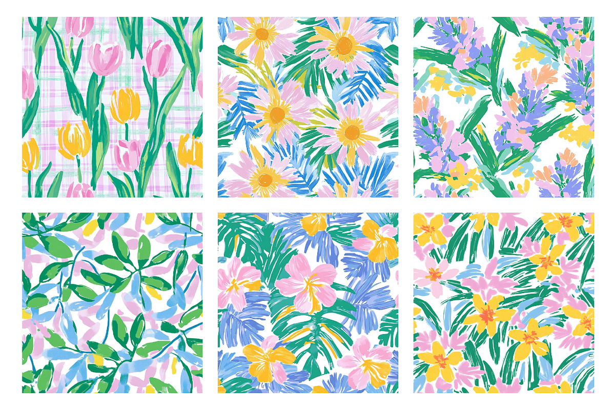 Summer Floral Digital Papers, a Pattern Graphic by SinaCreation (Photo 3 of 5)