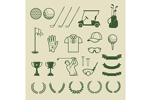 Golf tools. Sport elements set stick, a Graphic by Onyx