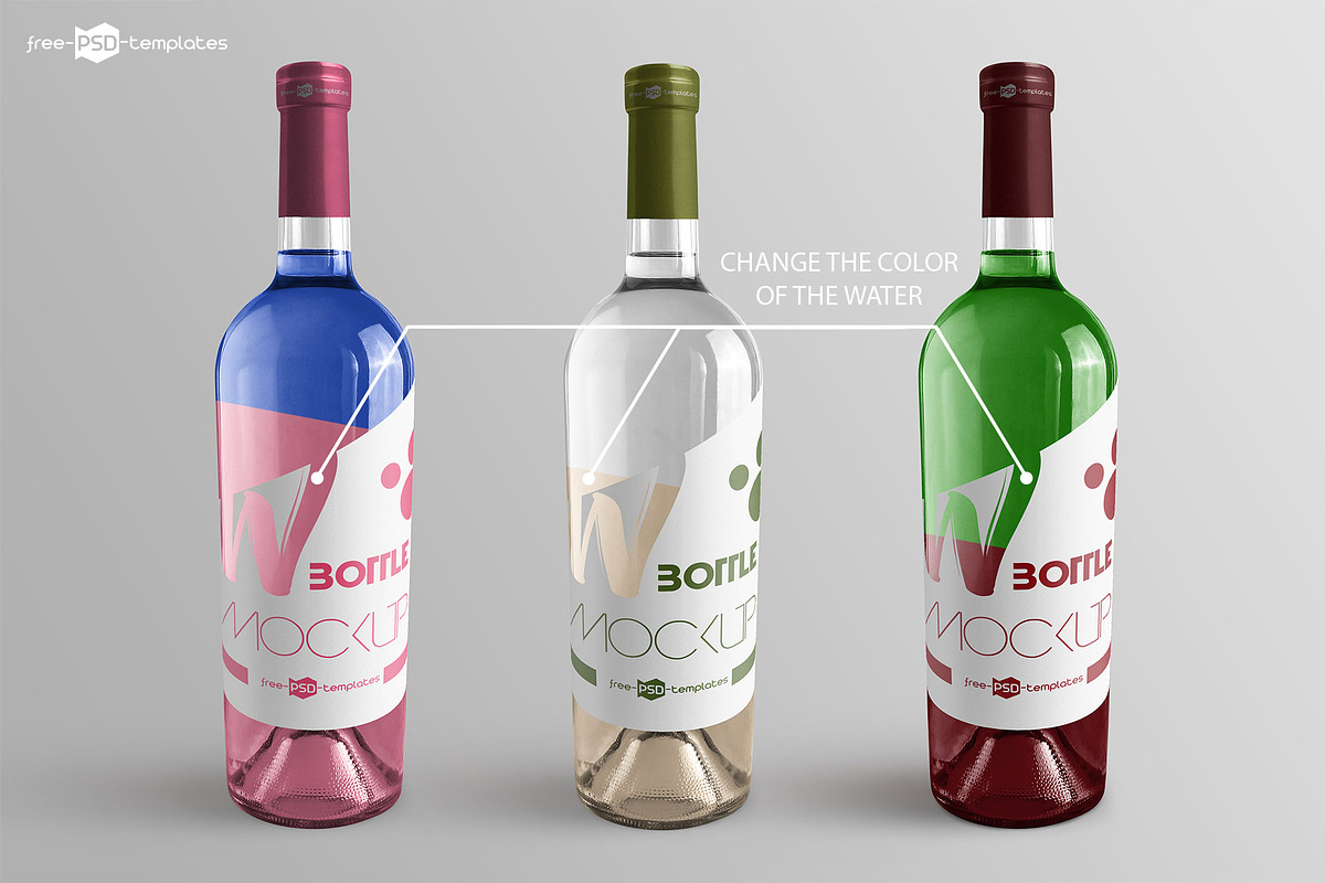 Wine Bottle Mockup Set, a Product Mockup by Free-PSD-Templates (Photo 6 of 6)