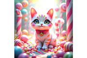 Whimsical Candy Cat, an Animal Illustration by Sharon Schwalbe (Thumbnail 2 of 2)