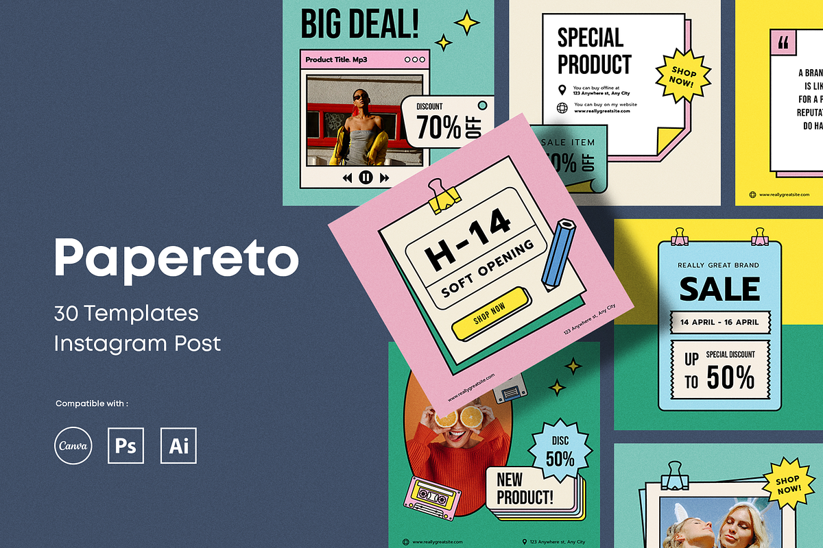 Paperetro - Social Media Templates, a Social Media Template by Surotype (Photo 1 of 9)