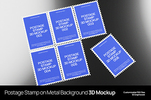 Postage Stamp On Metal 3D Mockup