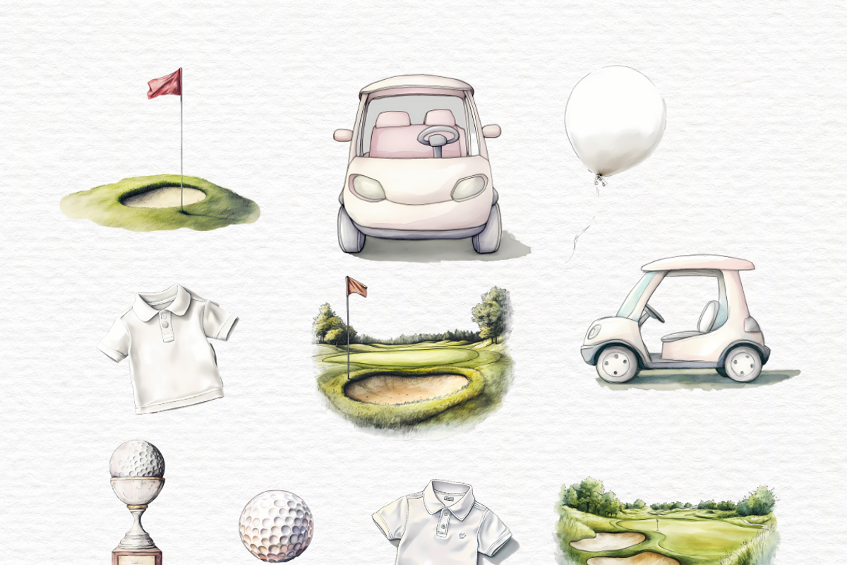 Watercolor golf cart clipart, a Transportation Illustration by Invite to Clipart (Photo 2 of 5)