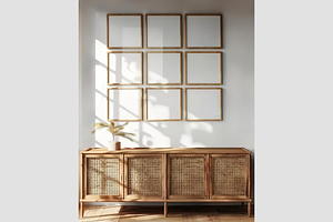 Mockup Frame in White Living Room, an Architecture Photo by GFXCity