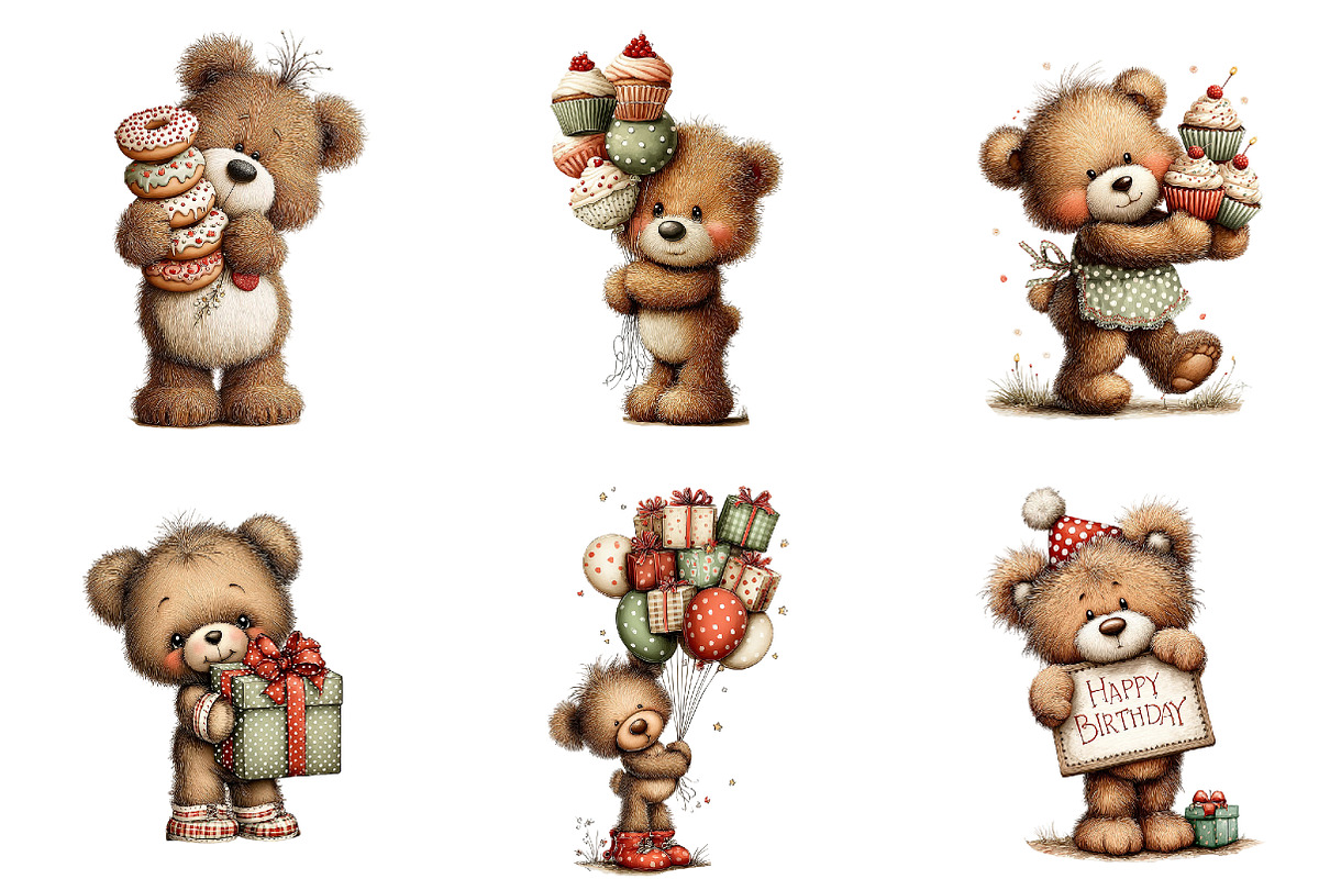 Whimsical Teddy Bear Birthday Clipar, an Illustration by Designworld (Photo 7 of 10)