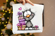 Whimsical Valentine Cat Clipart, an Illustration by OK Design (Thumbnail 5 of 6)