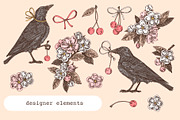 Cherry Crows. Seamless patterns, a Pattern Graphic by Kseniakrop (Thumbnail 5 of 6)