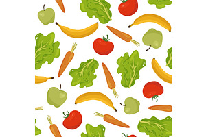 Vegetables and fruits. Food seamless, a Food Illustration by Vectorbuum