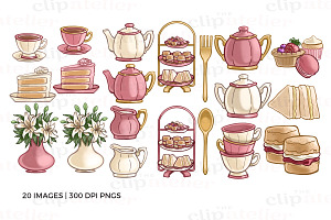 Tea Party Clipart Illustrations