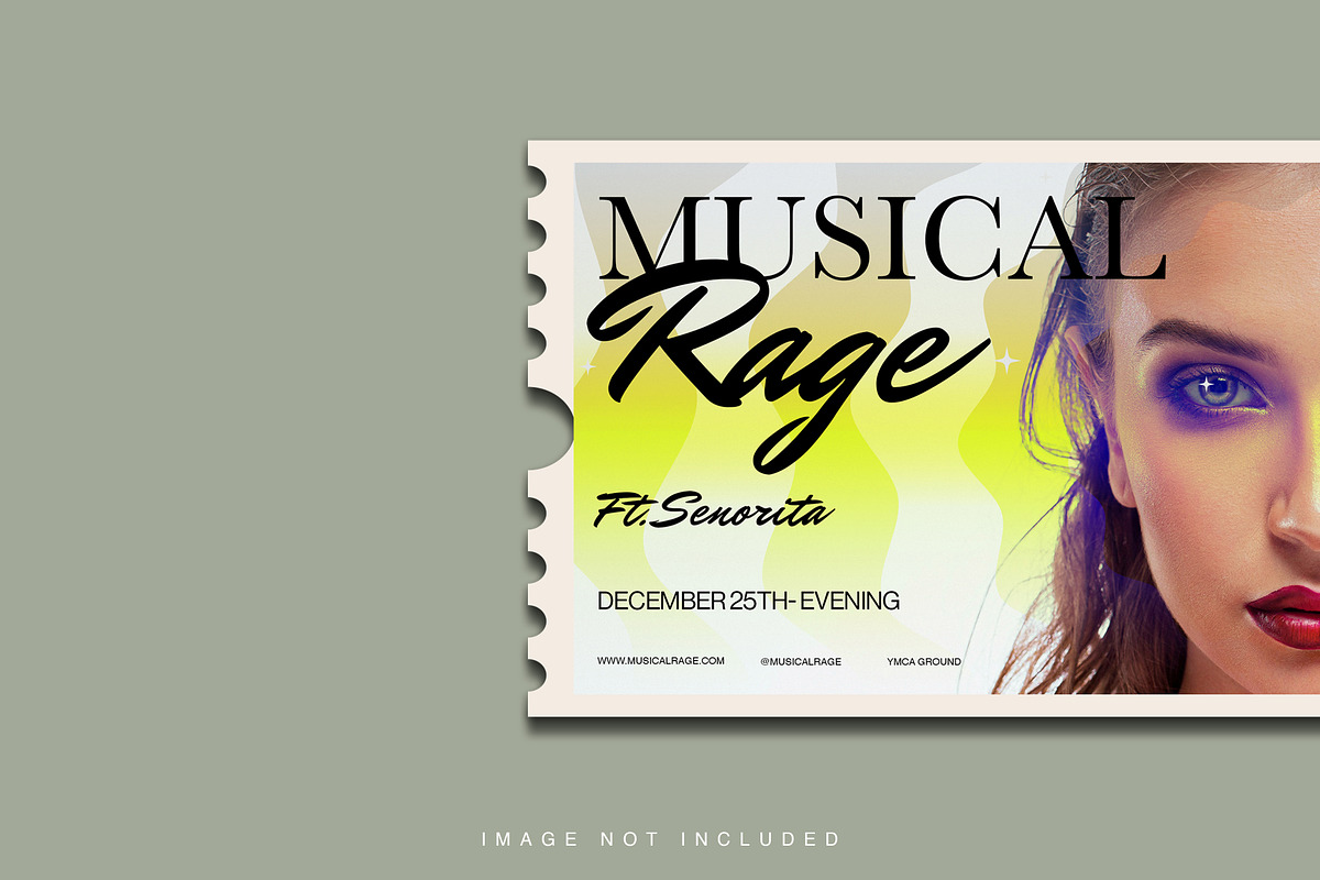 Live Concert Ticket Template PSD, a Card Template by Posterfello (Photo 2 of 3)